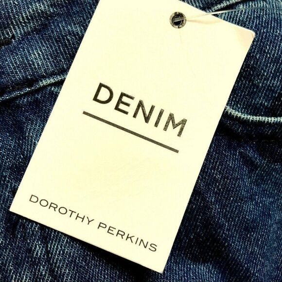 Dorothy Perkins Polka Dot Blue Denim Short Skirt 100% Cotton US 6 Eur 38 NEW - Picture 6 of 7